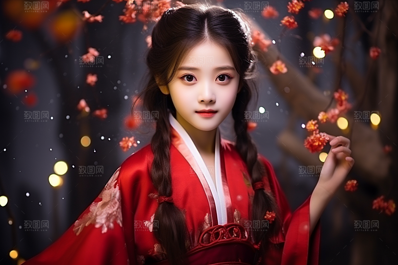 春节汉服女孩高清中国风CG