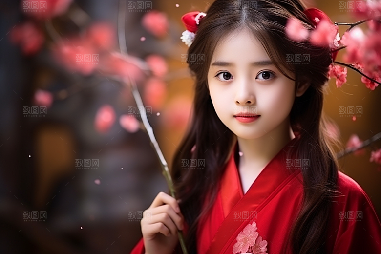 春节汉服女孩高清新春CG