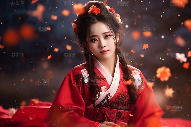春节汉服女孩春日新春CG