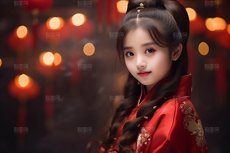 春节汉服女孩新春喜庆CG