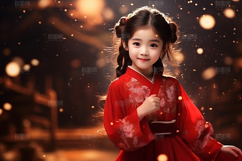 春节汉服女孩高清过年CG