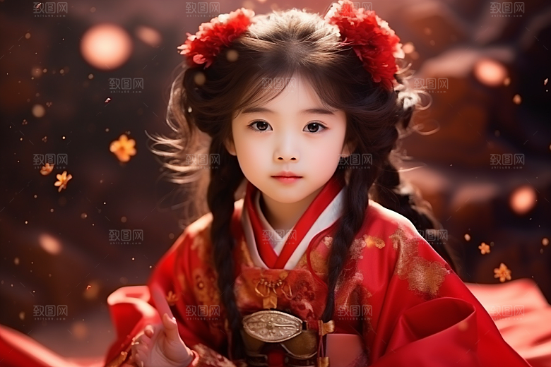 春节汉服女孩过年高清CG