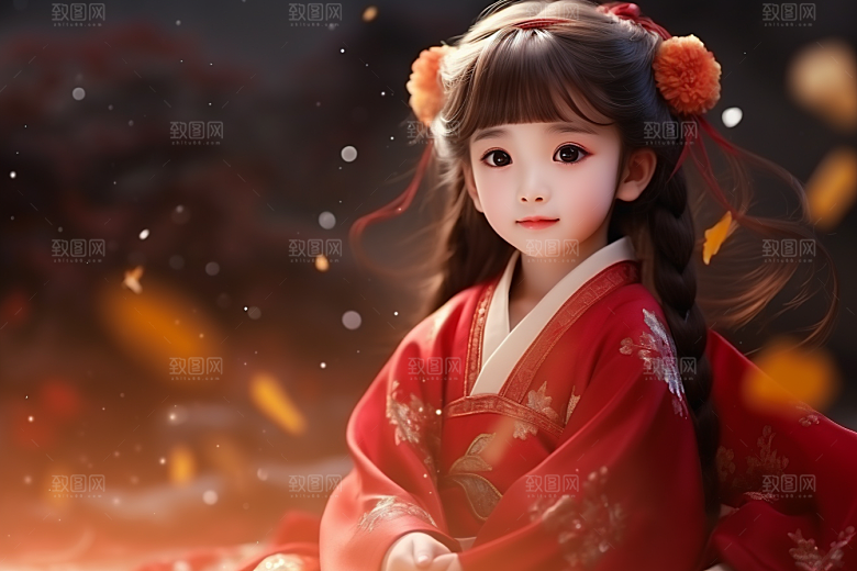 春节汉服女孩过年春日CG
