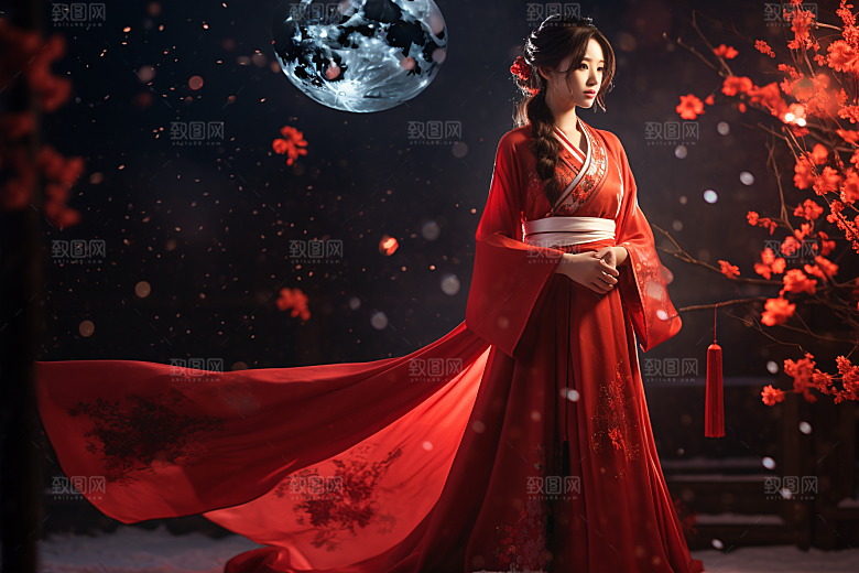 春节汉服女孩过年中国风CG