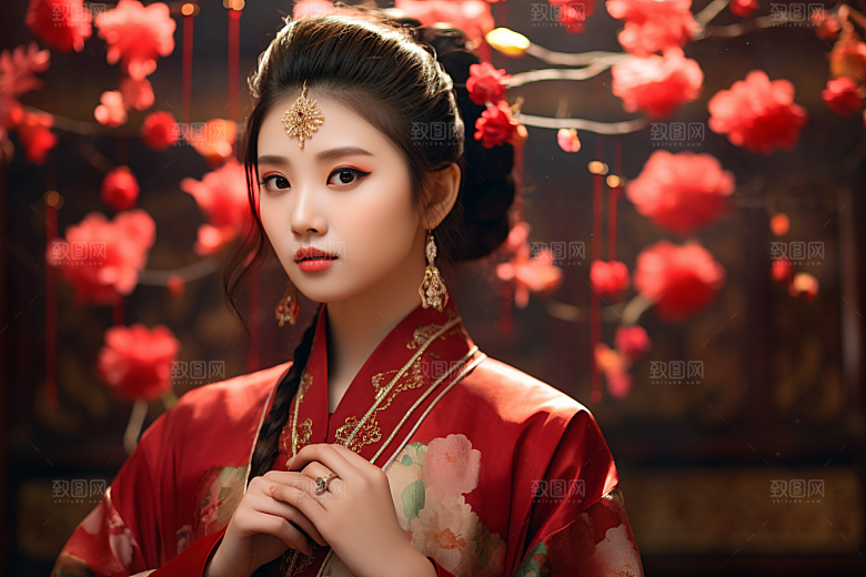 春节汉服女孩中国风高清CG