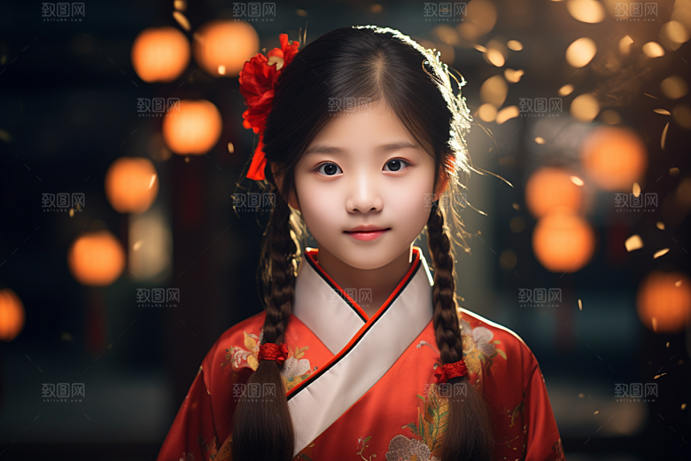 春节汉服女孩高清过年CG