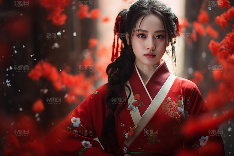 春节汉服女孩新春喜庆CG