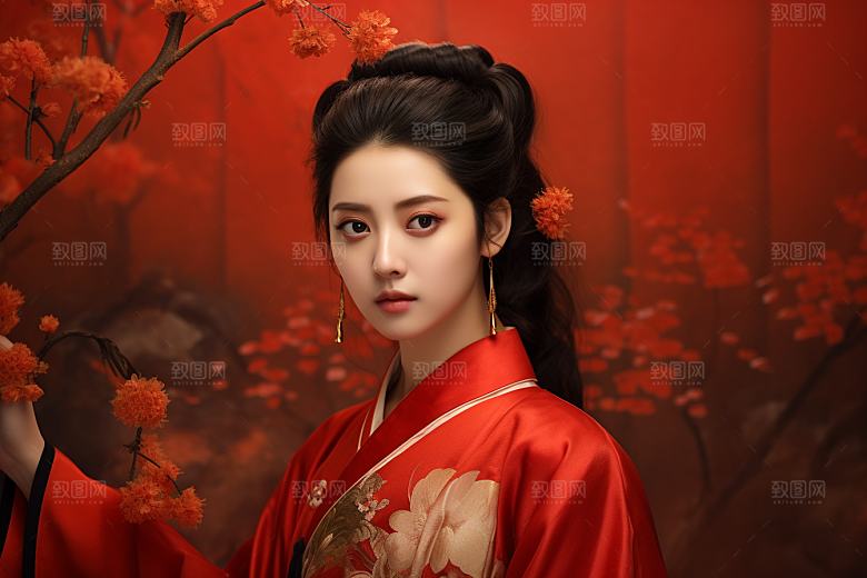 春节汉服女孩喜庆高清CG
