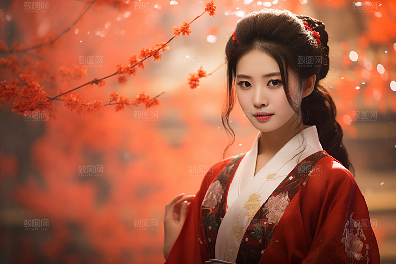 春节汉服女孩春日中国风CG