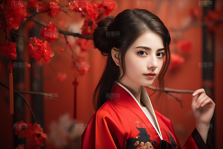 春节汉服女孩过年中国风CG