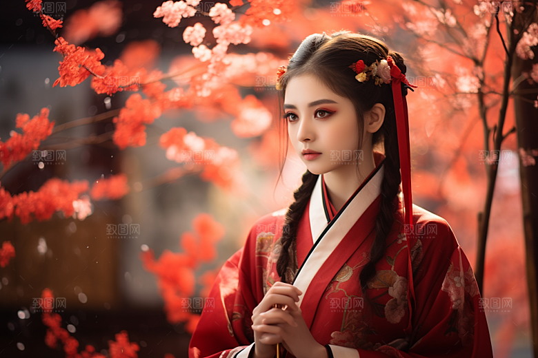 春节汉服女孩传统文化高清CG