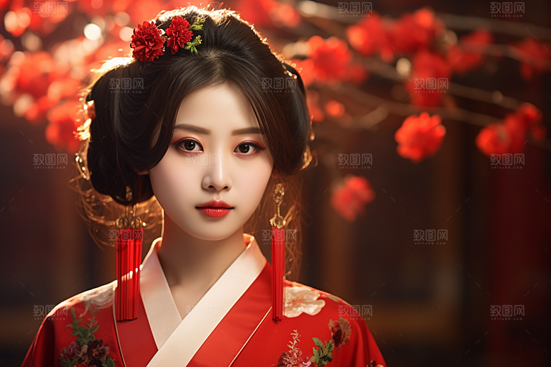 春节汉服女孩过年传统文化CG