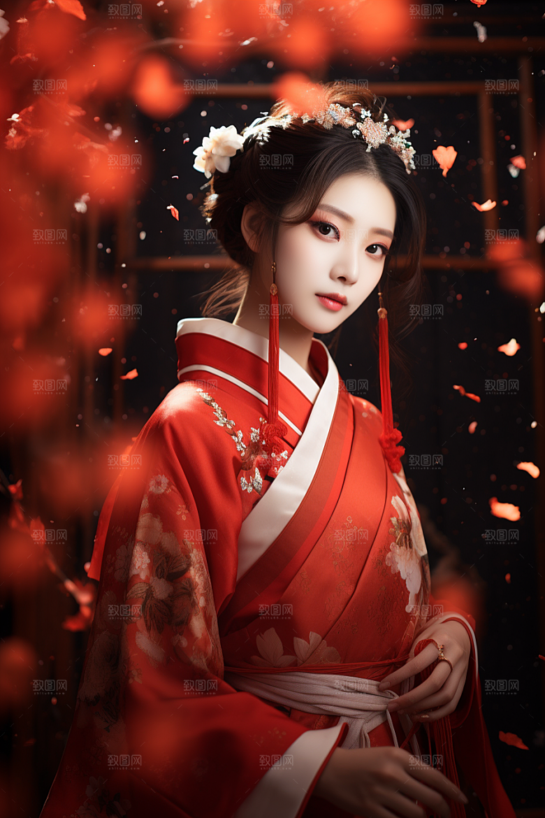 春节汉服女孩传统文化过年CG