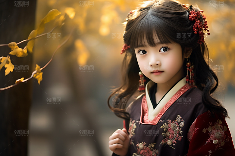 春节汉服女孩高清红色CG