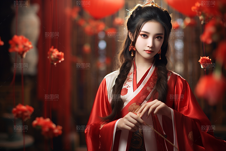 春节汉服女孩新春春日CG