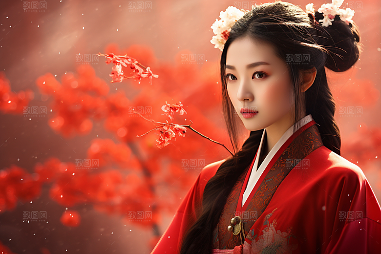 春节汉服女孩新春高清CG