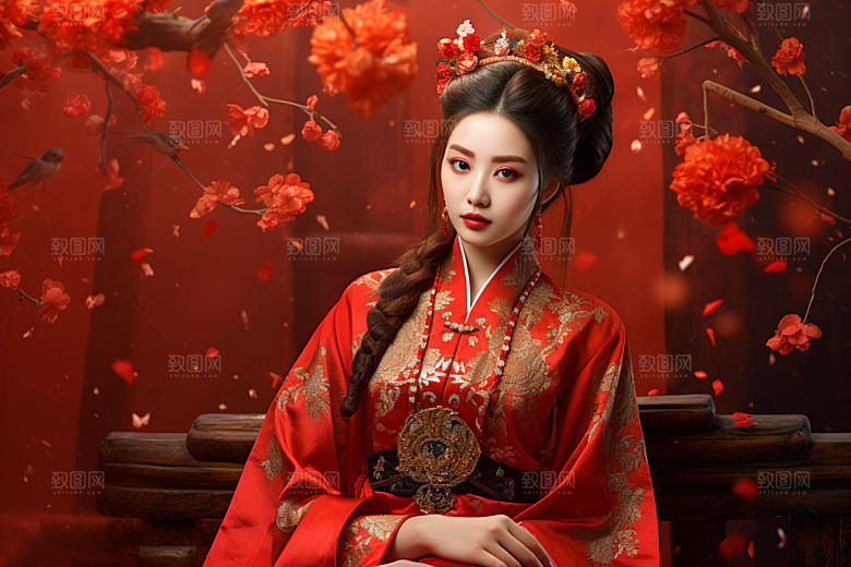 春节汉服女孩高清过年CG