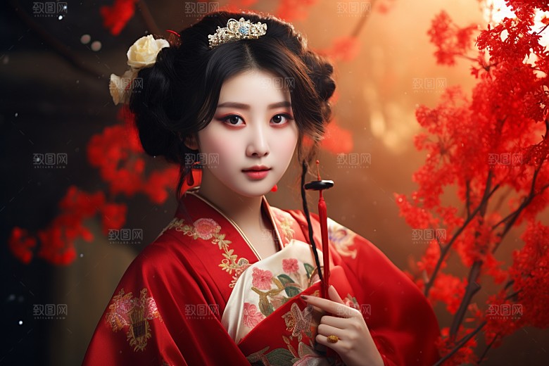 春节汉服女孩高清新春CG