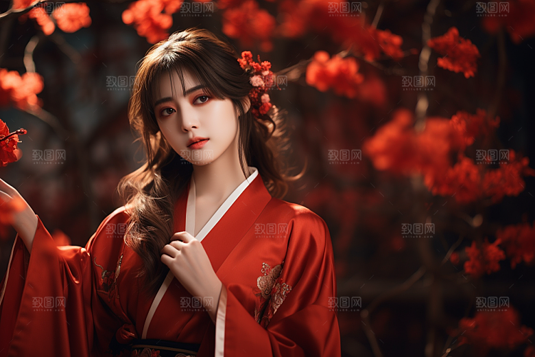 春节汉服女孩中国风春日CG