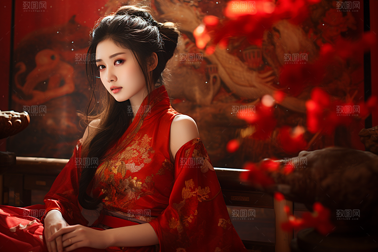 春节汉服女孩高清过年CG