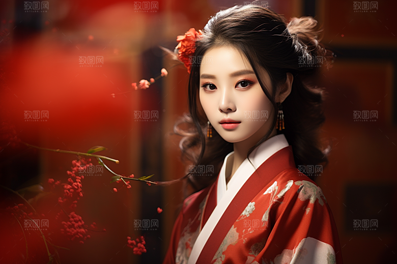 春节汉服女孩高清过年CG