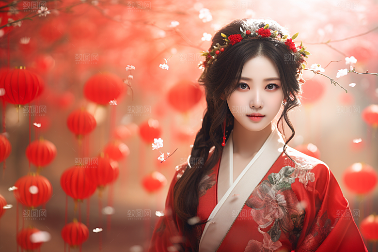 春节汉服女孩春日新春CG