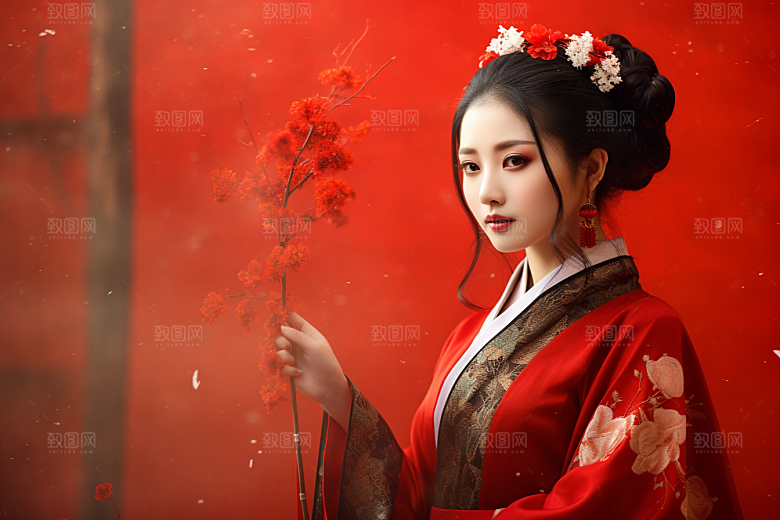 春节汉服女孩高清春日CG