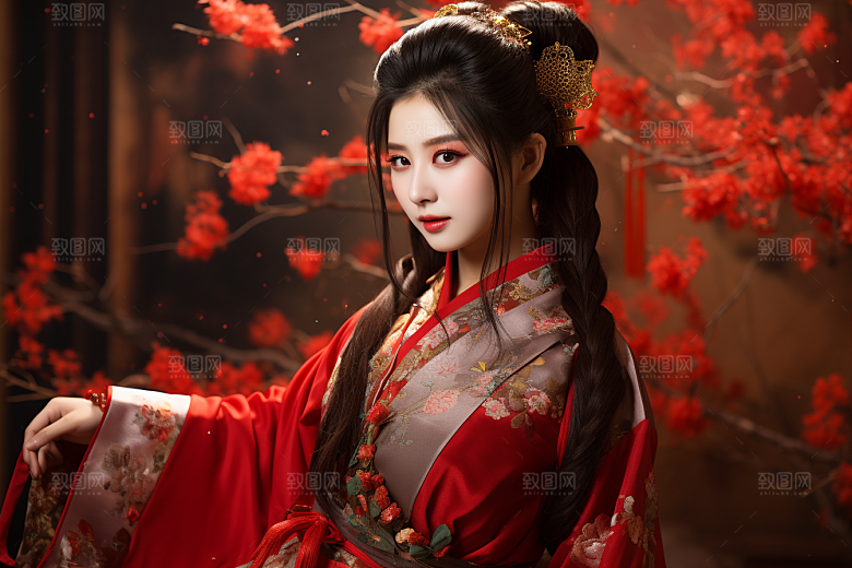 春节汉服女孩传统文化高清CG
