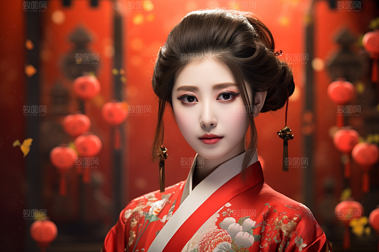 春节汉服女孩高清中国风CG