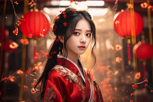 春节汉服女孩传统文化中国风CG