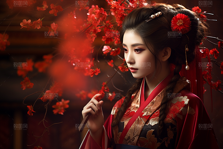春节汉服女孩春日中国风CG