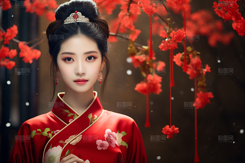 春节汉服女孩过年中国风CG