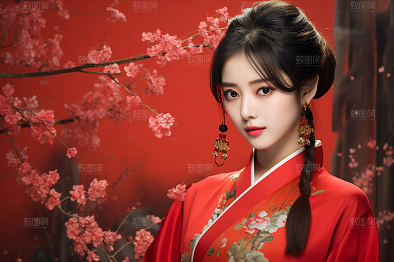 春节汉服女孩高清中国风CG