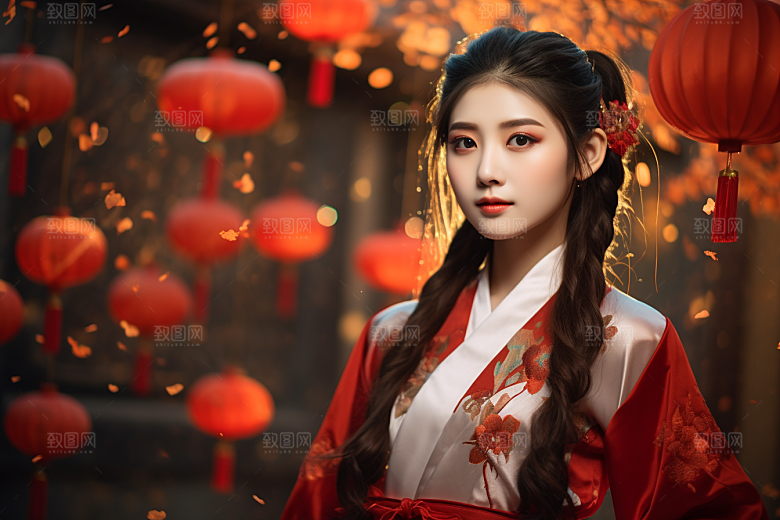 春节汉服女孩传统文化中国风CG