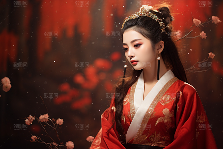 春节汉服女孩高清新春CG