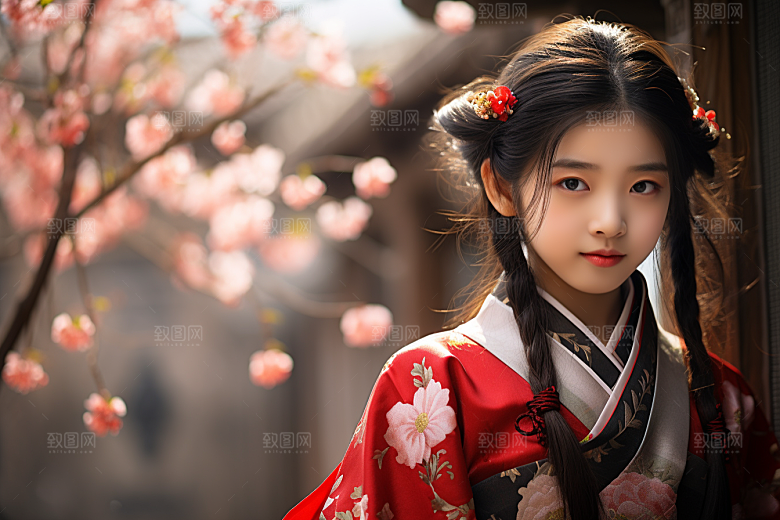 春节汉服女孩喜庆春日CG