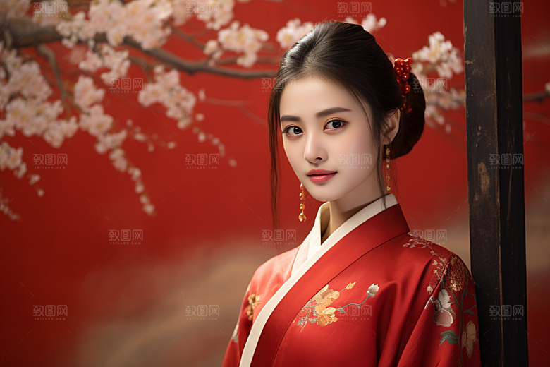 春节汉服女孩传统文化新春CG