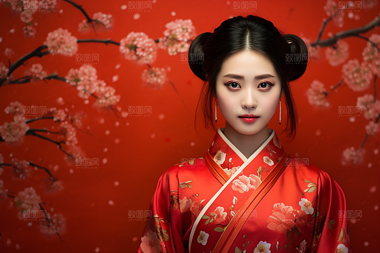 春节汉服女孩传统文化高清CG