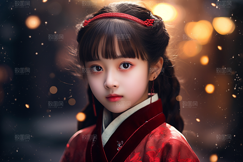春节汉服女孩喜庆春日CG
