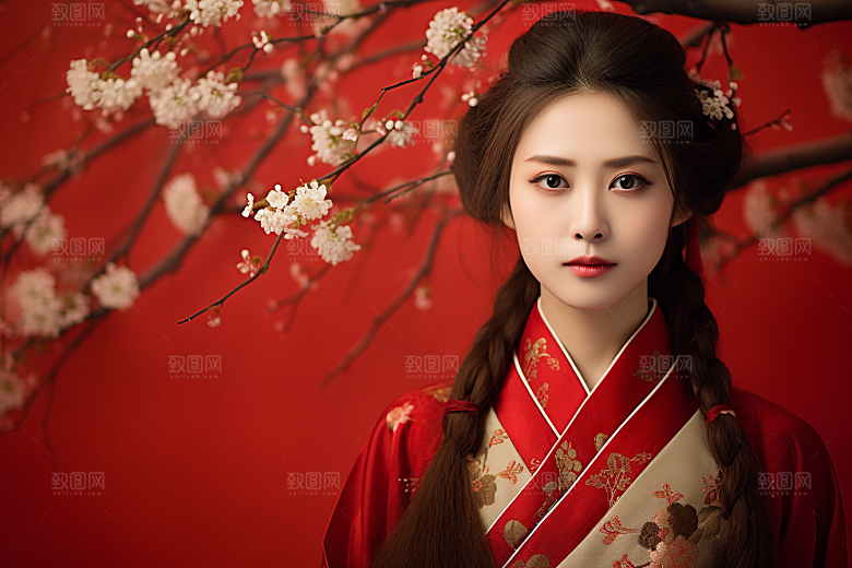 春节汉服女孩喜庆高清CG