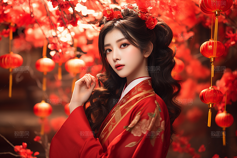 春节汉服女孩春日中国风CG