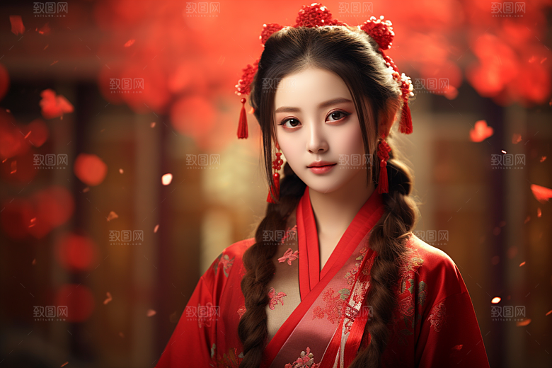春节汉服女孩高清中国风CG
