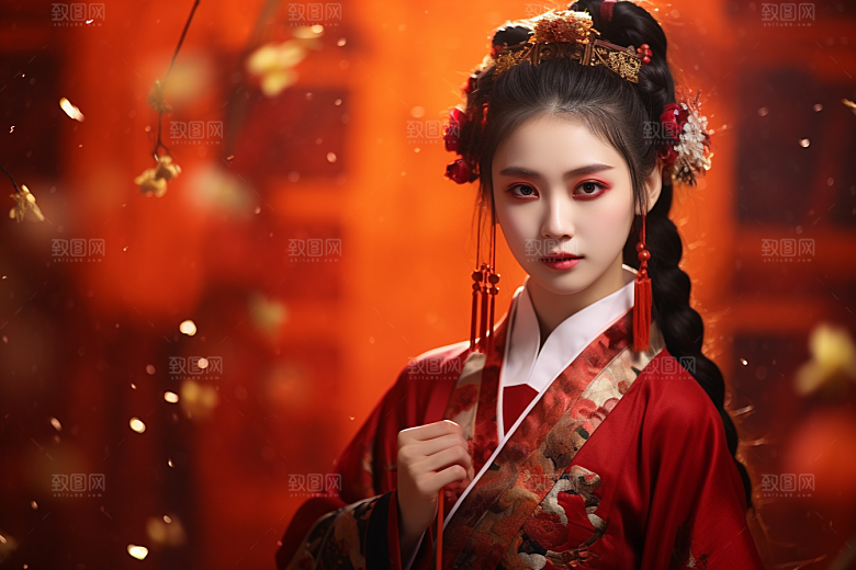 春节汉服女孩中国风春日CG