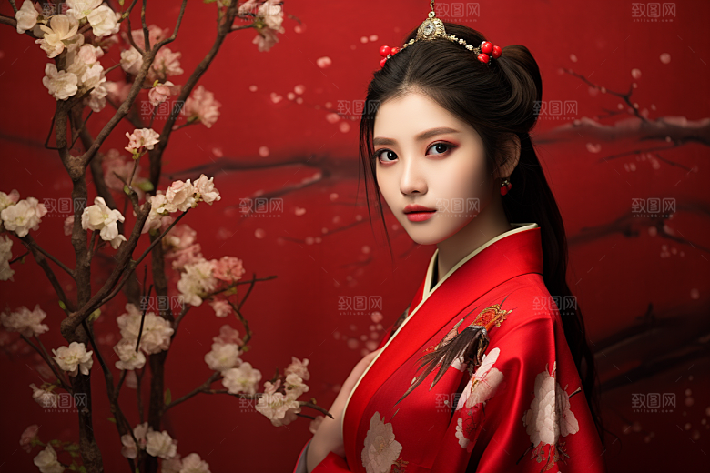 春节汉服女孩喜庆高清CG