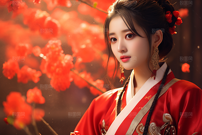 春节汉服女孩春日高清CG