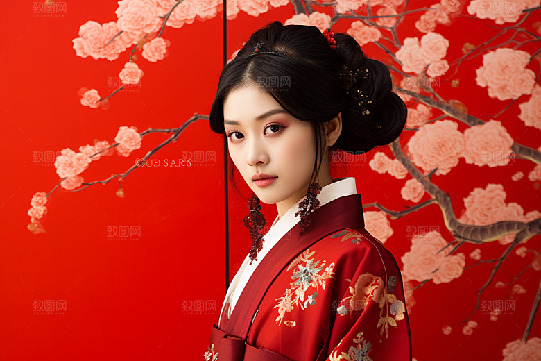 春节汉服女孩高清新春CG