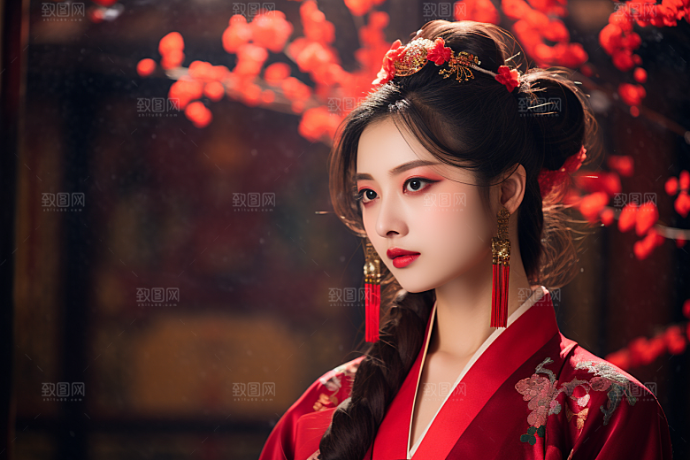春节汉服女孩春日高清CG