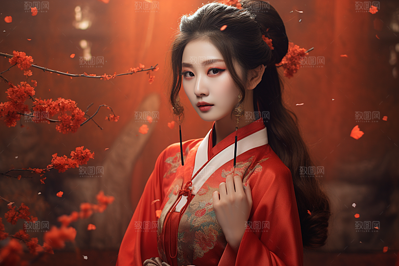 春节汉服女孩新春中国风CG