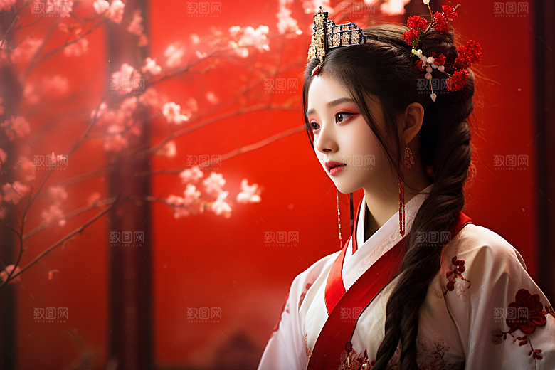 春节汉服女孩传统文化新春CG