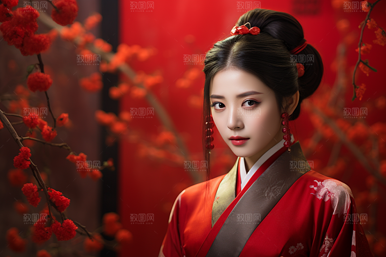 春节汉服女孩过年中国风CG